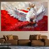 Royal Eagle Crown Tapestry, Red White Oil Painting Style Background Cloth, Aesthetic Wall Decor for Home