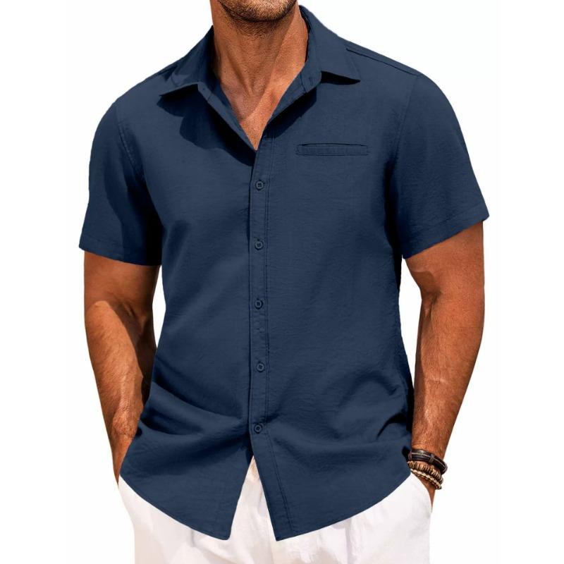 Summer Turn Down Collar Short Sleeve Buttons Shirt Male Casual Fashion All-match Blouse Men Cardigan Top