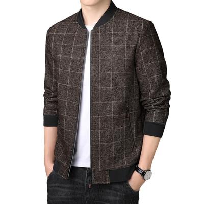 Giacca da uomo per primavera e autunno Tendenza moda Plaid Lana Giacca casual Pile Ispessita Giacca superiore