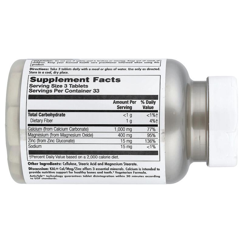 Cal/Mag/Zinc, High Potency , 100 Tablets
