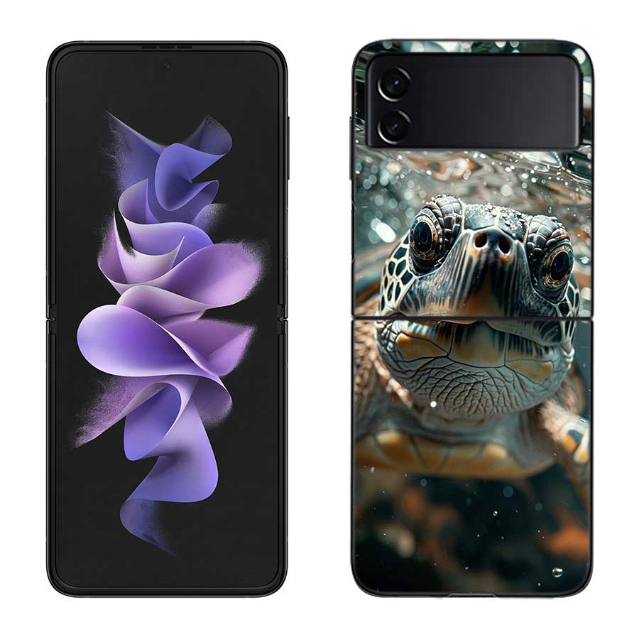Marine Organisms, Sea Turtles, And Animals Phone Case For Samsung Z Flip 7 6 5G Galaxy Z Flip 5 4 3 Black Hard Cell Cover Luxur