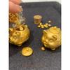 Adorable Gold Piggy Bank with Eyelashes - Holds 100 Gold Coins, Fade-Resistant