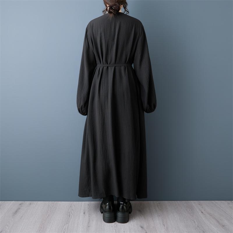 Long Sleeve Plus Size Black Vintage New In Dresses for Women Casual Loose Spring Autumn Dress