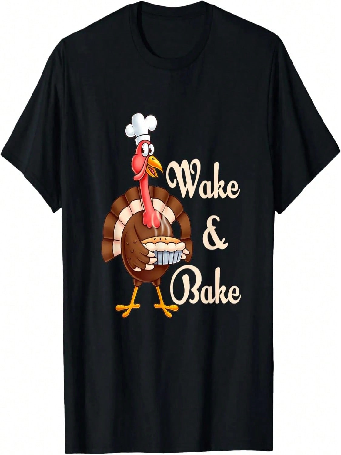 Wake Bake Turkey Feast Meal Dinner Chef Funny Thanksgivings T-Shirt S разноцветный
