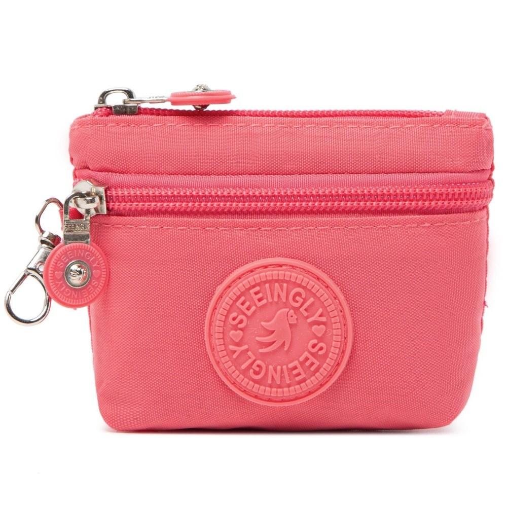 New Solid Color Women Wallet Nylon with Keychain Coin Purse Waterproof Mobile Phone Bag Ladies