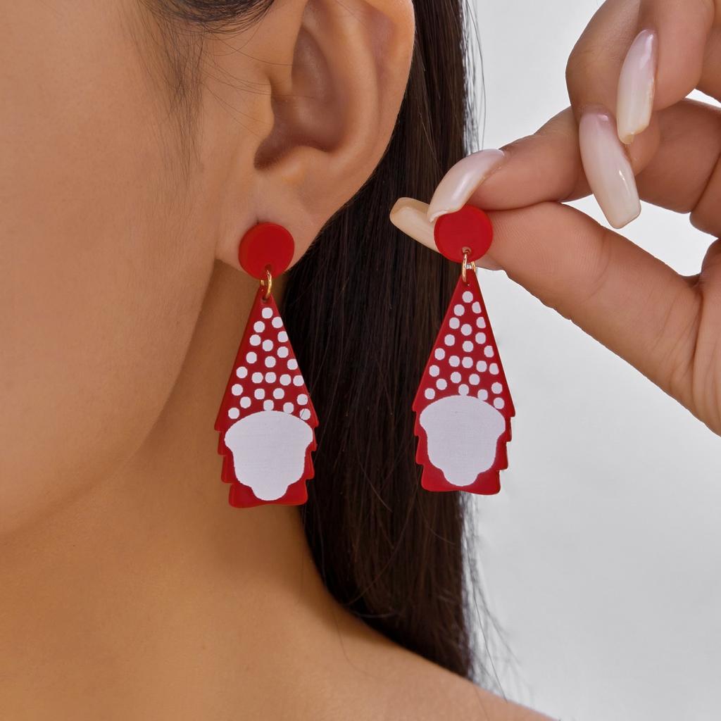 Christmas Acrylic Pink Santa Claus Snowman Star Xmas Tree Drop Earrings Cute Festival Holiday Dangle Jewelry For Women Men Gift