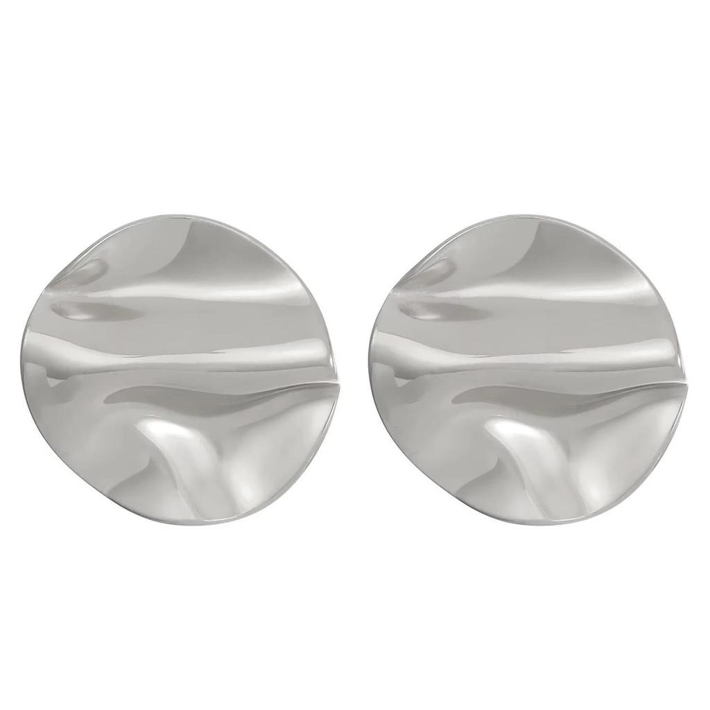 Exaggerated Gold Color Heart Oval Earrings For Women Metal Earing Jewelry Trending Irregular Wrinkled Geometric Earrings