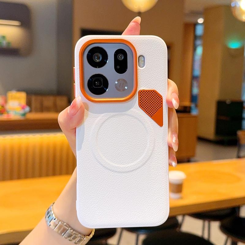 Etui do Oppo Find X9 i Oppo Find X9 Pro Pomarańczowe z otworem wentylacyjnym Pierścień magnetyczny do przyczepienia Podniesiona osłona obiektywu Ochronna osłona aparatu