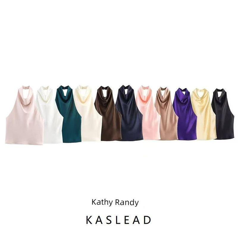 Kaslead New Women clothes Western Style Fashion Silk Satin Texture Top Skirt 3203317 10317