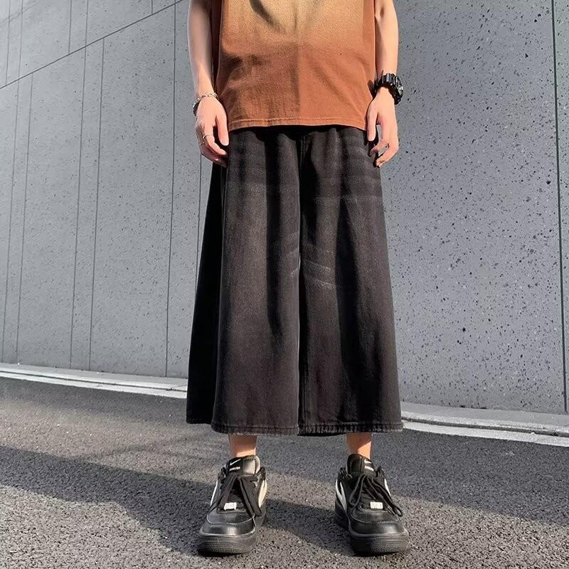 Men's Retro Wide-Leg Jeans - Spring/Autumn Loose Fit, Large Sizes