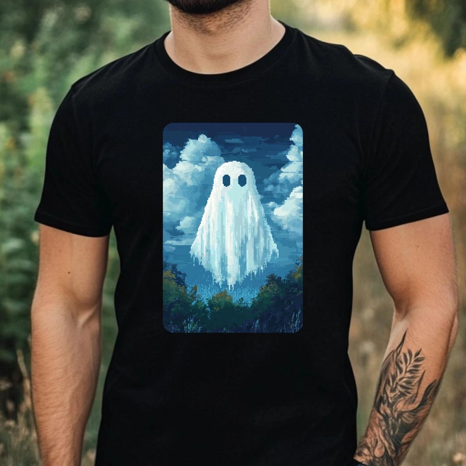 T-Shirt Herren Geist Pixel Art Motiv Baumwolle Größe XS bis 5XL XXXXL