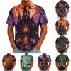 Men's Halloween Print Vintage Texture Shirt Button Down Cardigan Loose Breathable Summer Sport Street Casual Everyday Shirt