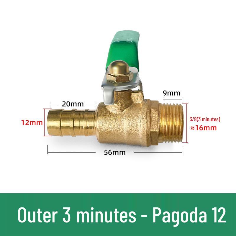 Copper DN20 Thickened Water Valve, Internal/External Thread, Pneumatic Ball Switch, 2-Point One-Piece Design