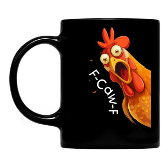 Personlig F-Caw-F Kyllingkrus 15oz Keramisk Kaffekopp Morsom Hane Gårdsdyr Humor Krus Gjenbrukbart Oppvaskmaskin Mikrobølgeovn Sikker Drikkeglass