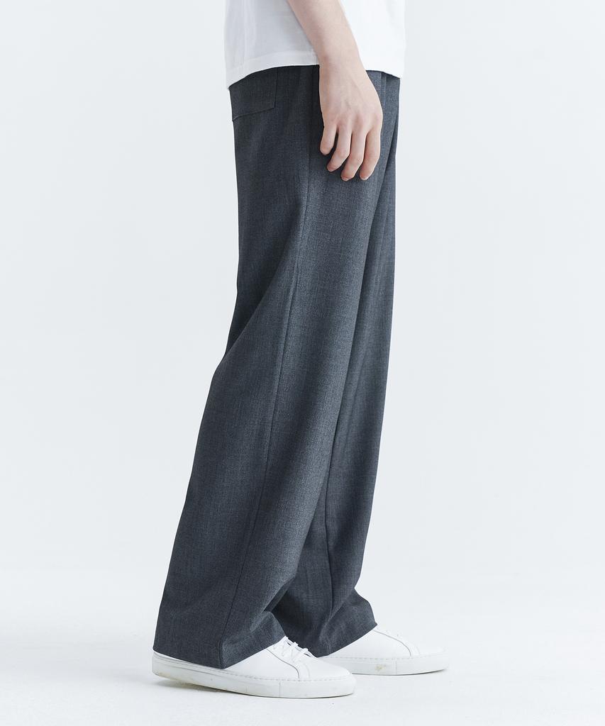 WHOLOVESART Unisex Essential Wide Elastic Waist Slacks Gray