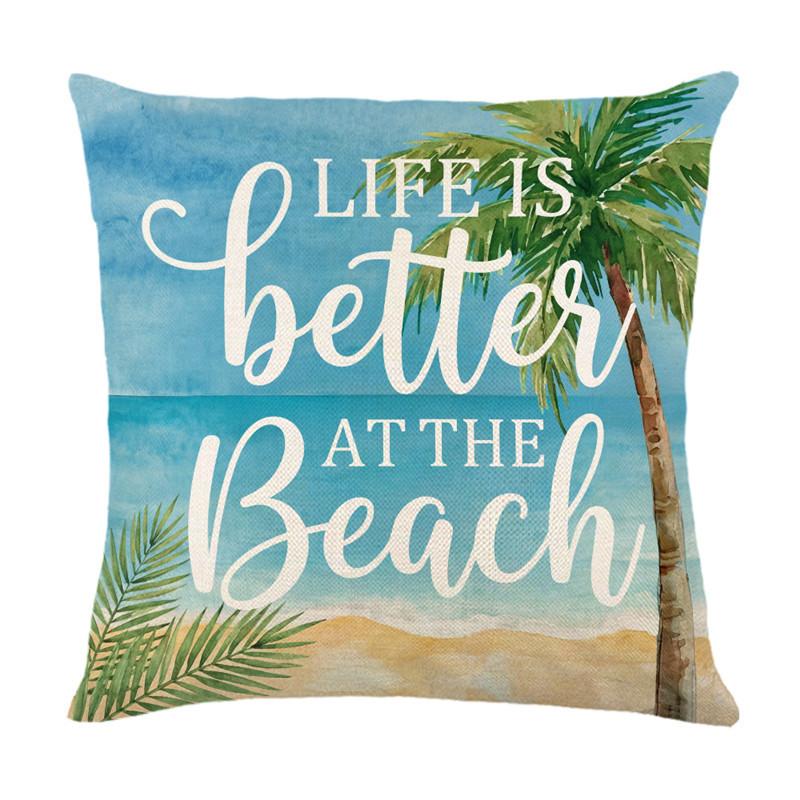 Vikama Beach-Themed Inspirational Pillowcase Bedroom Living Room Sofa Home Decor Polyester Cushion Cover With Zipper