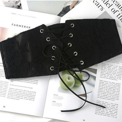 Leather Corset Belt Solid Color Wide Waist Corset Gothic Lace Cummerbunds  Girls