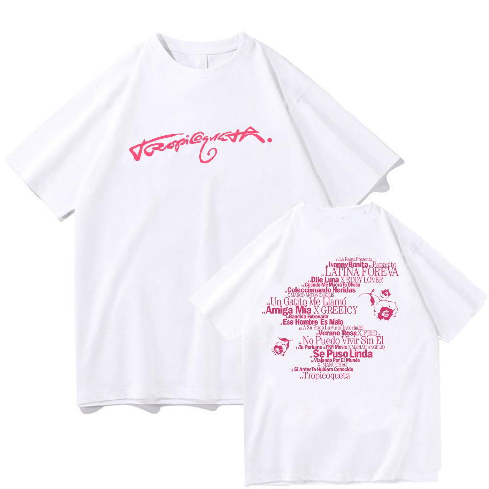 Karol G Tropicoqueta Tracklist Tee Vintage Karol G Cotton T-shirts Men Women's Hip Hop Gothic Short Sleeve T-shirts Clothing Y2K