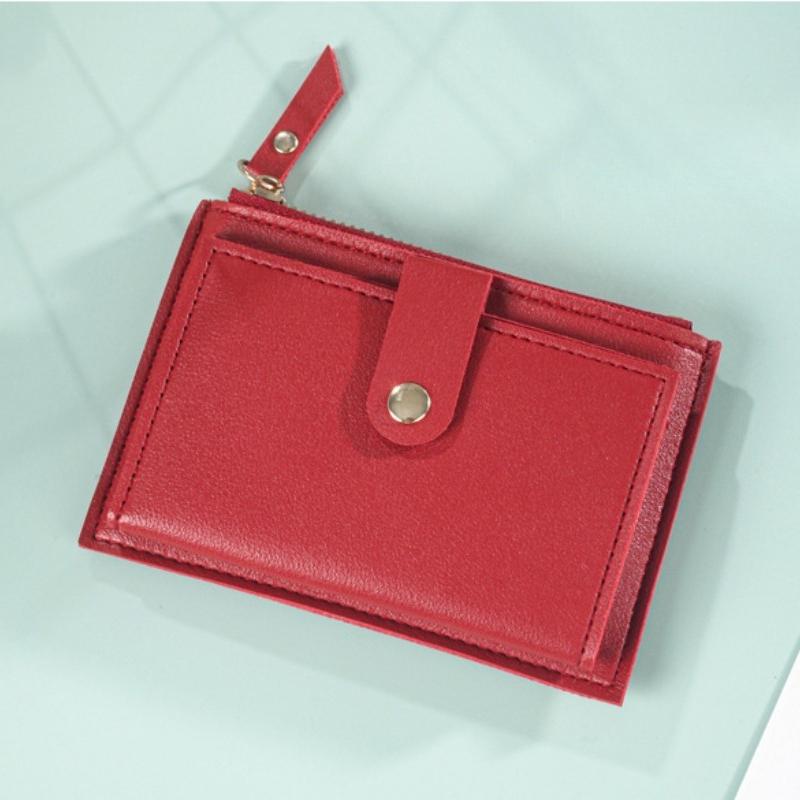

New Minimalist and Fashionable Women s Short Card Bag Ultra-thin Mini PU Leather Zero Wallet Women s Credit Card Holder Wallet червоний