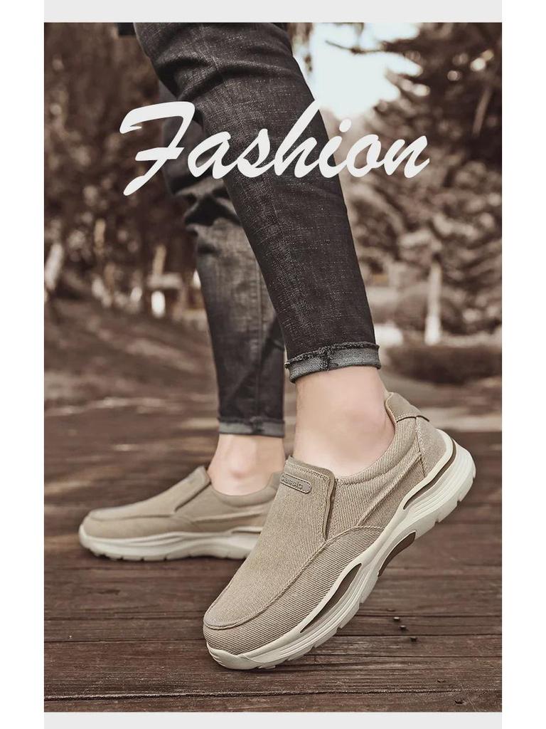 Men's Large-Size Slip-On Canvas Loafers with Thick Soles