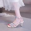Xia New Stiletto Butterfly Rhinestone Strap Sandals Female Fairy Wind Open Toe Non-slip Wear-resistant High Heels