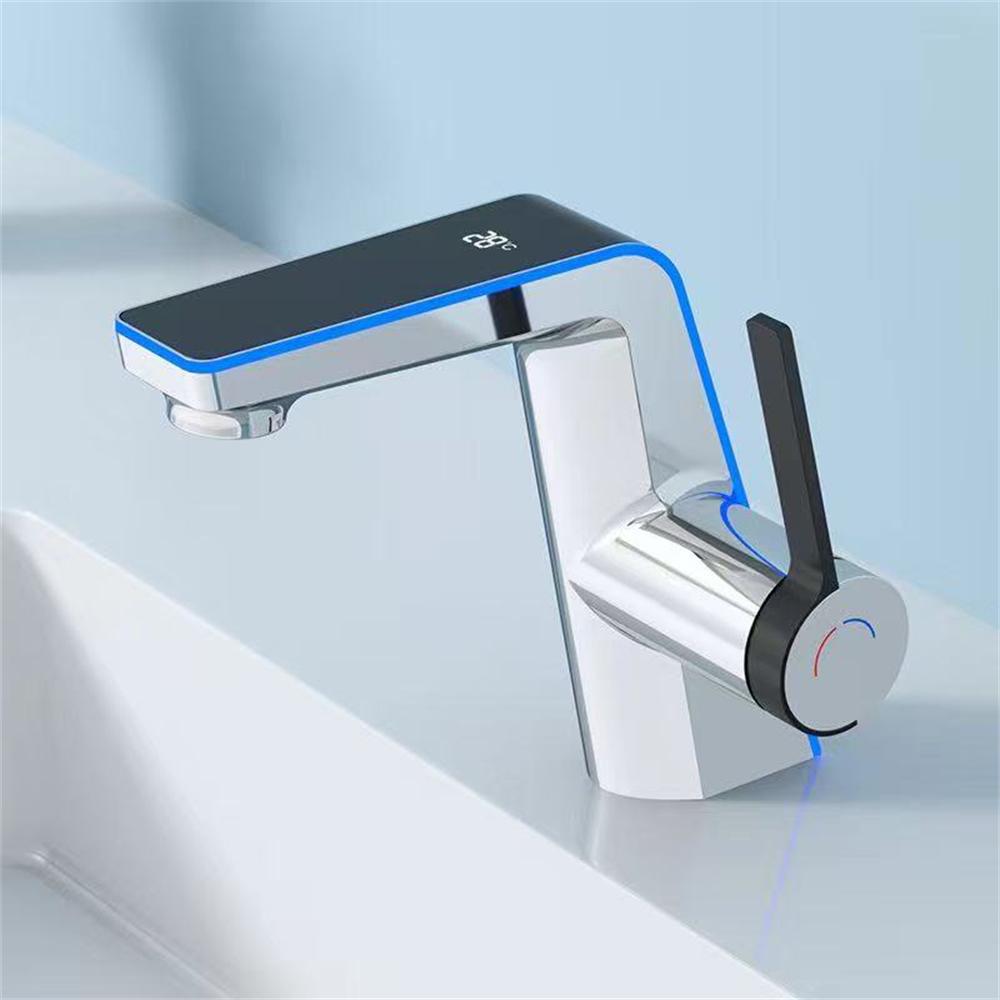 

Digital Display Basin Faucet with Ambient Light (Hot/Cold) for Bathroom, Hotel, Home Use.