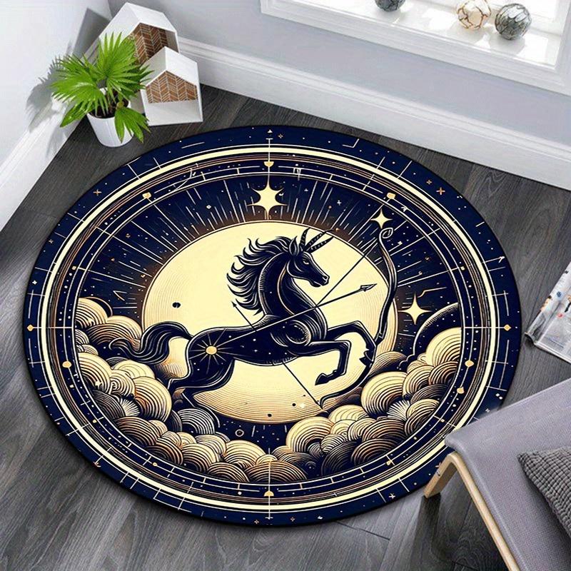 

1pc Soft, Absorbent & Non Slip Archer Horse Round Rug Soft Circle Rug for Living Room & Bedroom Decor, Chair Mats, and Unforgettable Home Gi 80cm by 80cm