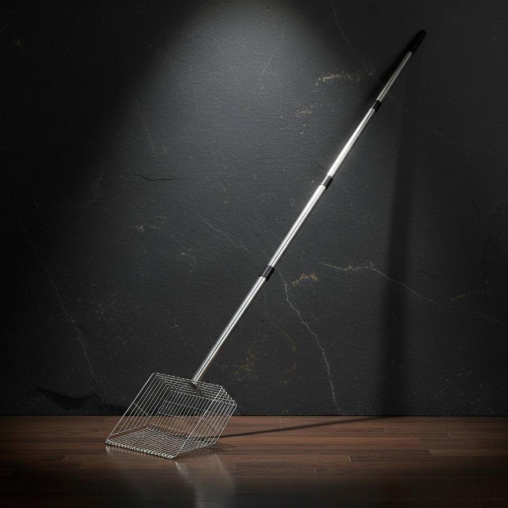 Chicken Manure Scooper with Long Handle Stainless Steel Wire-Mesh