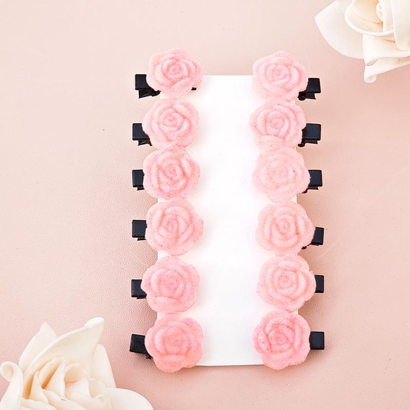 

12 pieces small red velvet rose hair clips for women Korean flower hairpins elegant girl hair clips hair accessories barrettes