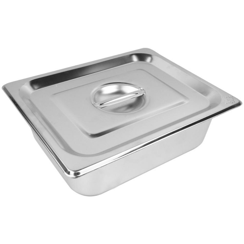304 Stainless Steel 1/9 1/6 1/4 1/3 1/2 Food Pan with Lid Food Container  Chafing Buffet