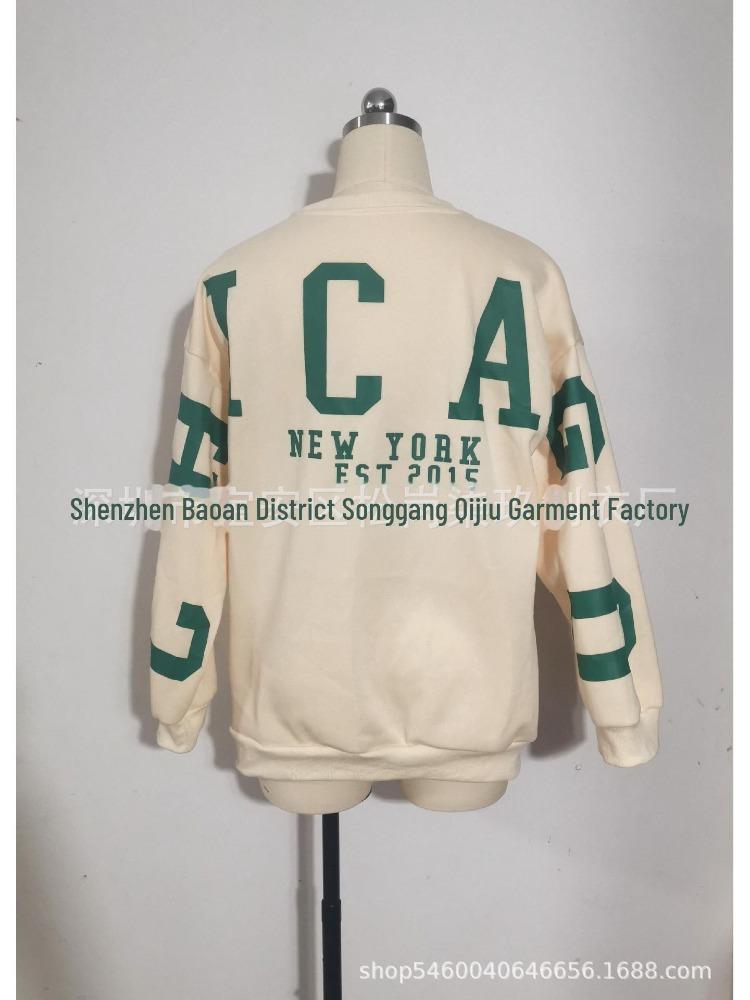 2023 Women's Loose Round Neck Casual Sweatshirt Thick Versatile Letter Print