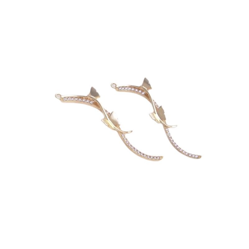 14K Gold-Filled Color-Preserve Zircon Butterfly Tassel Pendant Earrings for DIY Jewelry