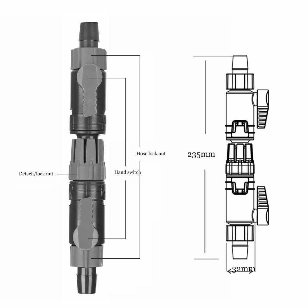 Aquarium Water Control Valve Fish Tank Hose Pipe Quick Release Double Tap ConnectorK-12/16mm 16/22mm
