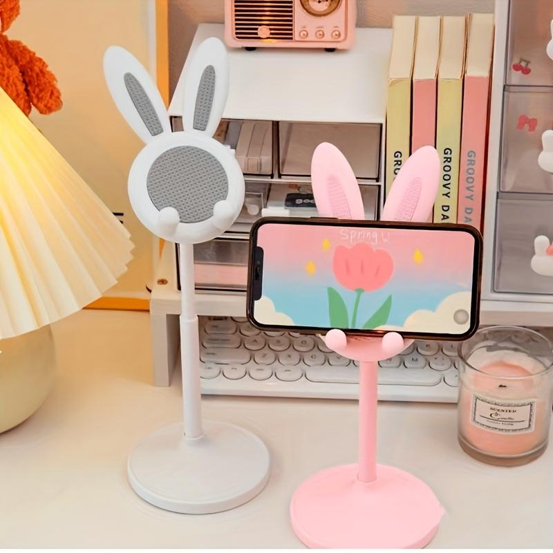 1/2pcs Adjustable Bunny Ear Phone Stand Cute Rabbit Universal Tablet Holder Desktop Retractable Organizer for Home Office Decor