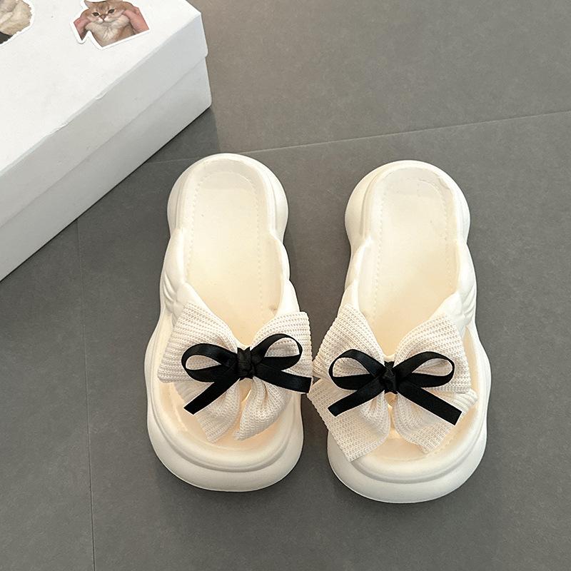 

Дизайнерские персонализированные милые тапочки с бантом, женские летние модные повседневные сандалии для улицы, облачные нескользящие прохладные тапочки 40-41