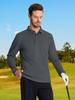 KEFITEVD Solid Color Polo Long Polo Plus Dark Size L Men's Shirt, Business, Golf, Sleeve, Collared, Moisture-Wicking, Quick-Drying, Tennis,