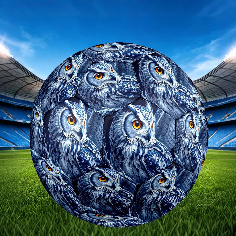 1pc Winter Owl Majesty Theme Soccer Ball Football, Size 5, Lightweight PVC, Durable Outdoor Training Soccer Ball, Gift m61452