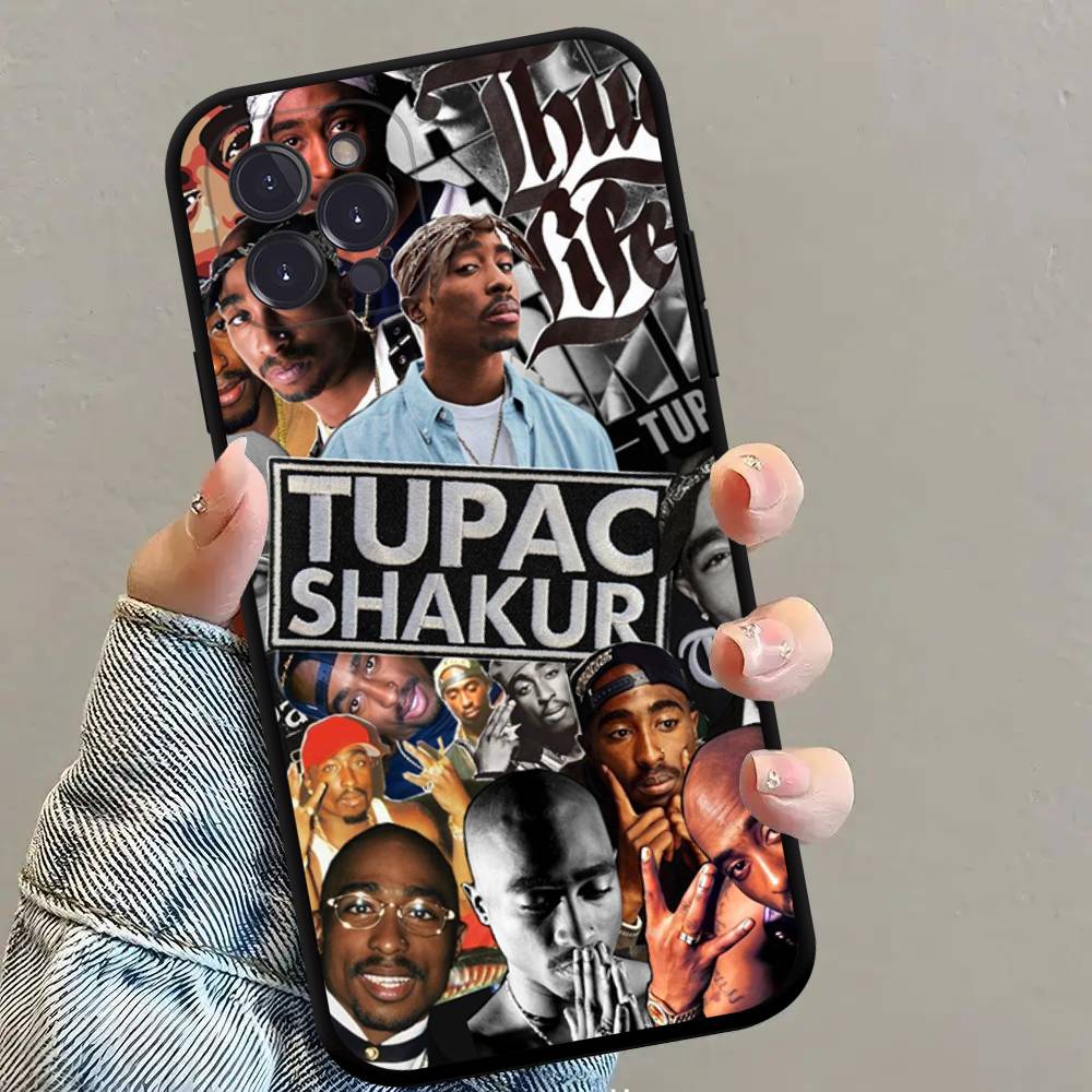 Rapper 2Pac Singer Tupac Black Silicone TPU Phone Case For Iphone17 Air 16 15 14 13 12 Pro 11 Pro Max Plus Cover Case