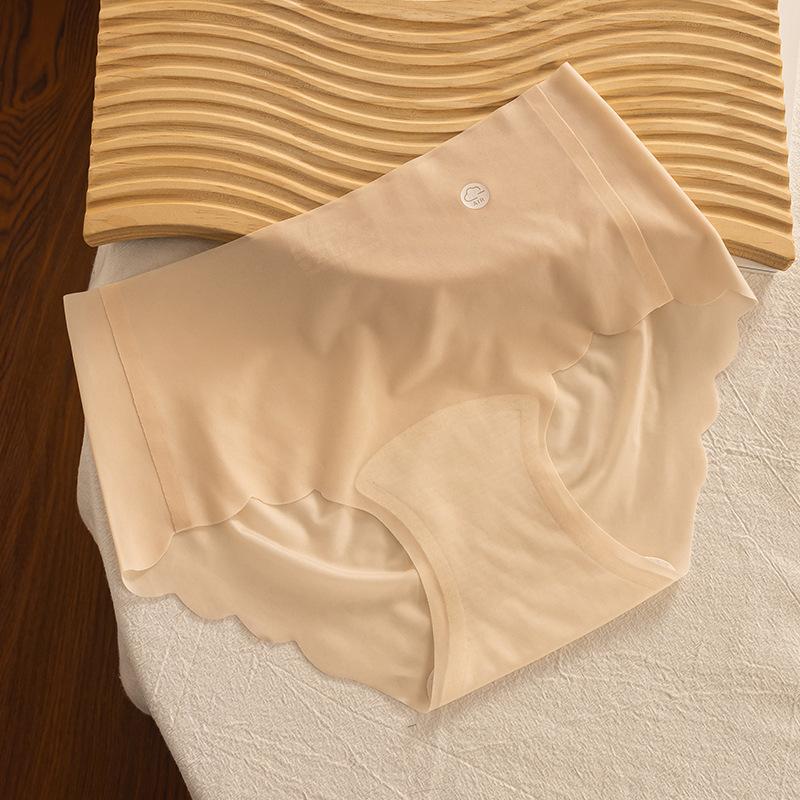 Women's Ice Silk Traceless Underwear Mid Waist Cotton Crotch Women's Plus Size Underwear
