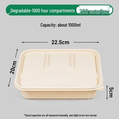 Contenants repas jetables biodégradables à 4 compartiments