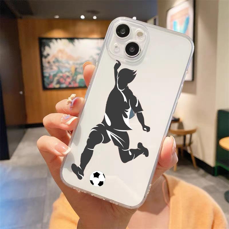 Fußball Fußball Stoßfeste klare Telefonhülle für iPhone 14 13 12 11 Pro Max 7 8 Plus X XR XS Max SE 2022 Silikonhülle Fundas