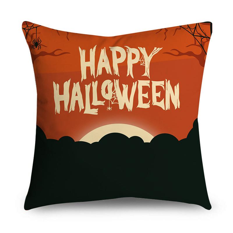 Halloween Theme Horror Pumpkin Wizard Print Pattern Cushion Cover Home Living Room Sofa Decoration Square Throw Pillow Cover