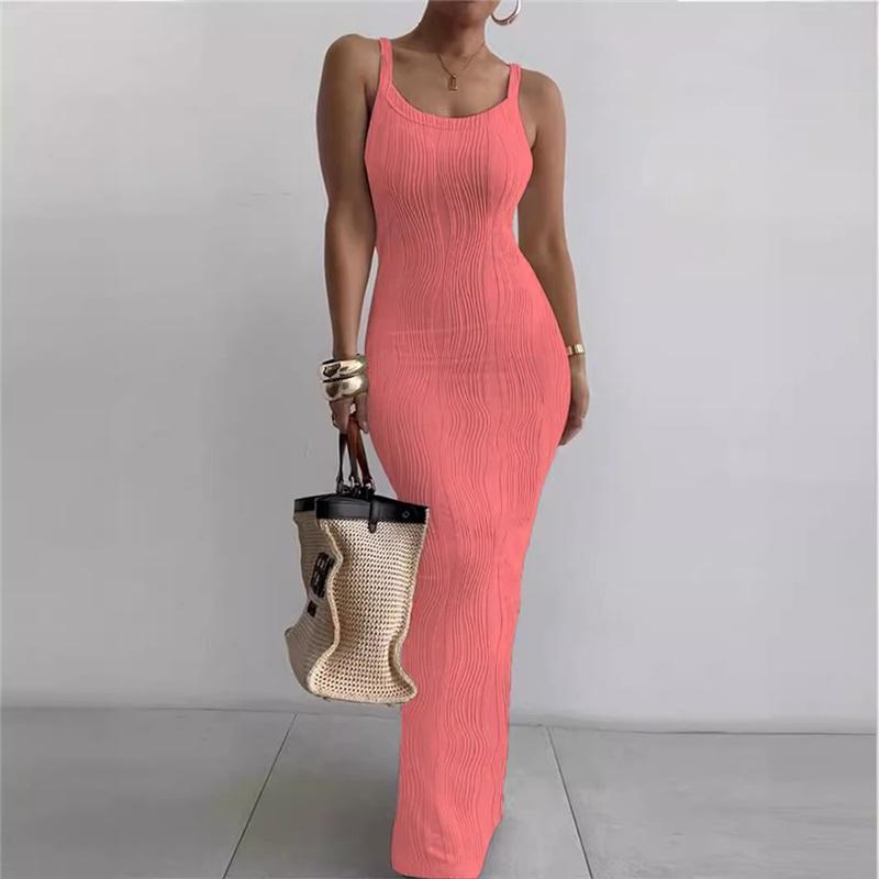 Women's Tight-fitting Dress Sleeveless Solid Color Temperament Dress Long Skirt