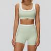 Completo da Yoga da Donna Transfrontaliero: Color Block Nude Feel, Vita Alta Costolata, Abbigliamento Sportivo Fitness Versatile