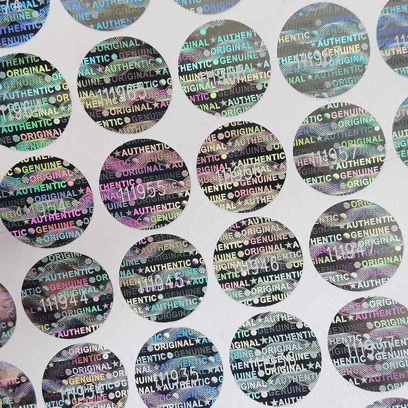 0.59 in High Security Tamper Evident Seal Warranty Void Original  Authentic Hologram Labels/Stickers w/Unique Sequential Serial Numbering Tamper