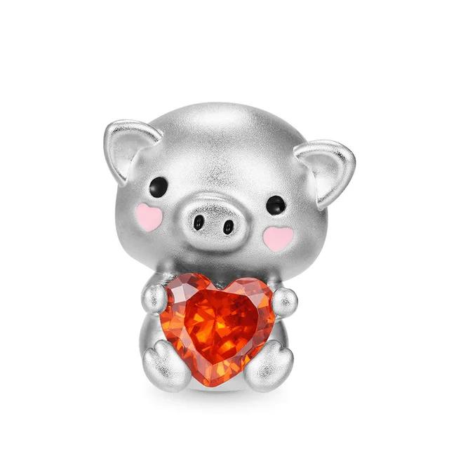 New Copper Duck Mouse Dragon Wolf Pendant Bead Fit Original Charms Bracelet Trinket Jewerly Accessories