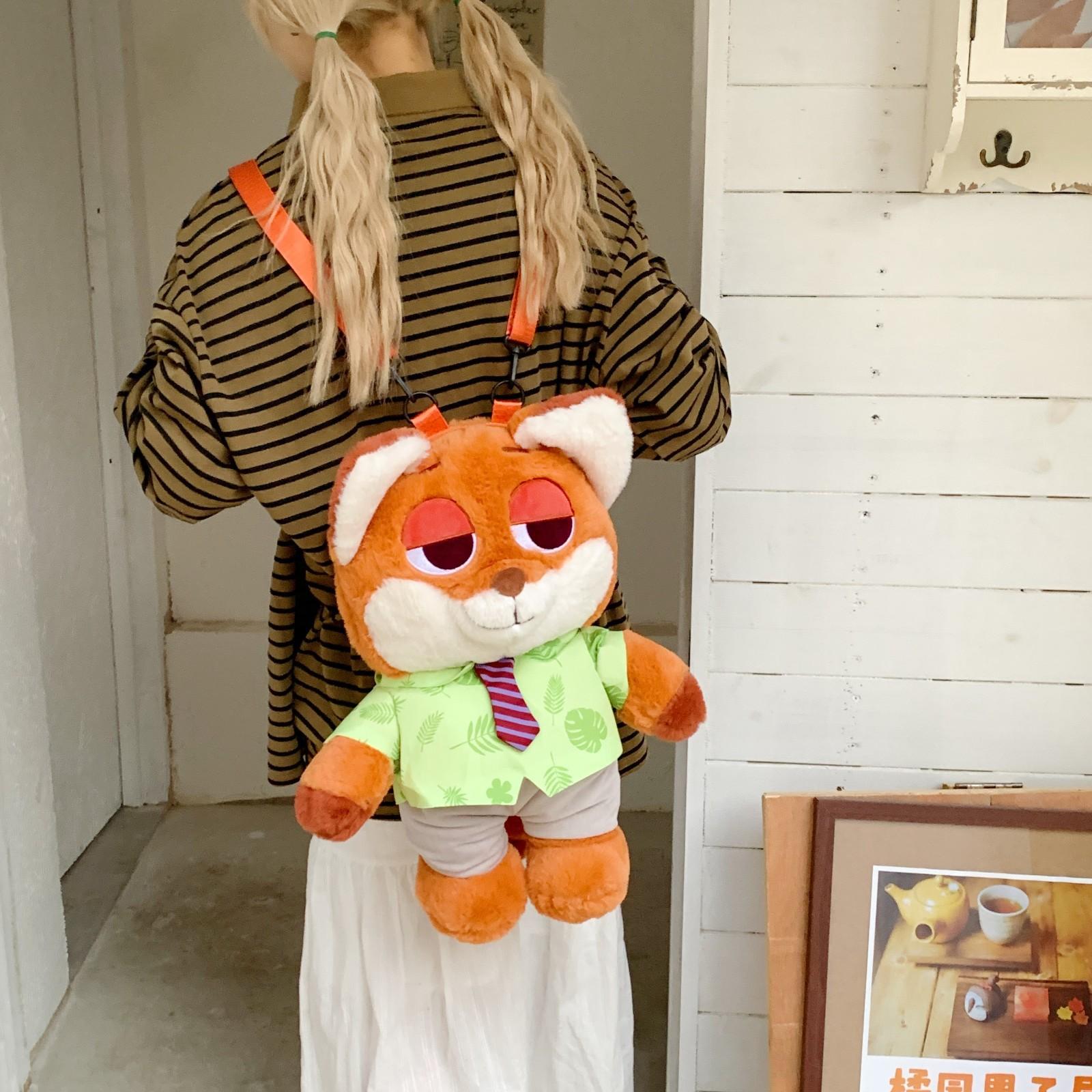 Zootopia Plush Cartoon Nick & Judy Large Capacity Backpack Crossbody Bag Student Backpack KTB 36*44*13cm