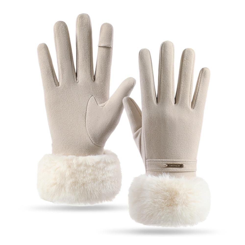 Velvet Winter Gloves Thick Women Mittens Skiing Plush Gloves  Outdoor