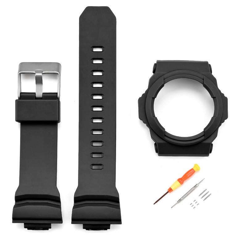 

Для CASIO G-SHOCK GA-110/150/200/201/300/310 Ремешок для часов Смола Безель Рамка Защита Бампер Чехол Коробка Ремешок Корпус Браслет чёрный