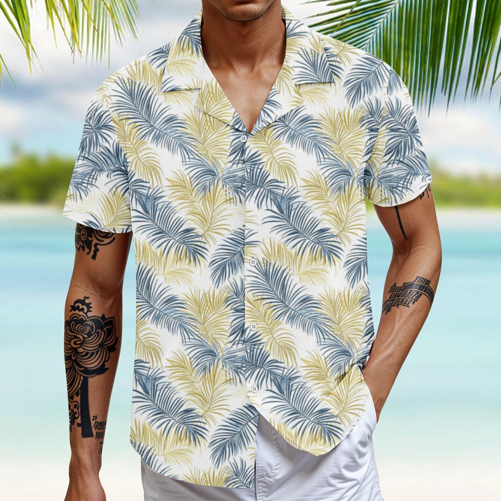 

Мужская повседневная свободная рубашка с короткими рукавами, модная рубашка с принтом, топ M жёлтый